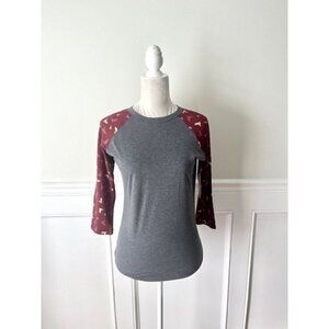 Lularoe Randy Raglan Top Gray NWT XXS